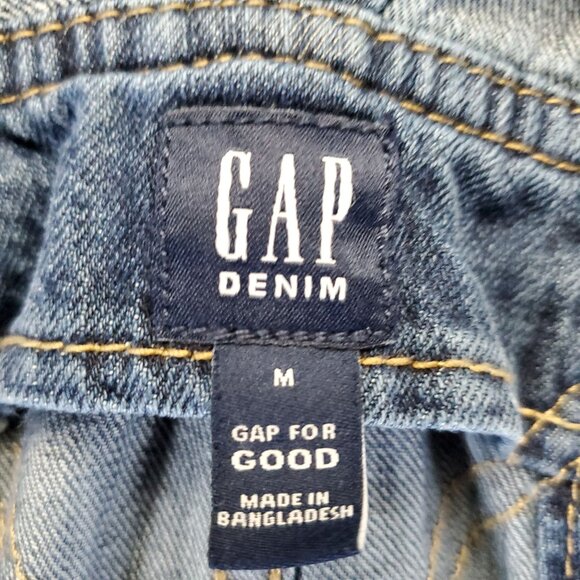 GAP Overalls Womens Medium Blue Distressed Denim Frayed Hem Adjustable Straps - Picture 2 of 8